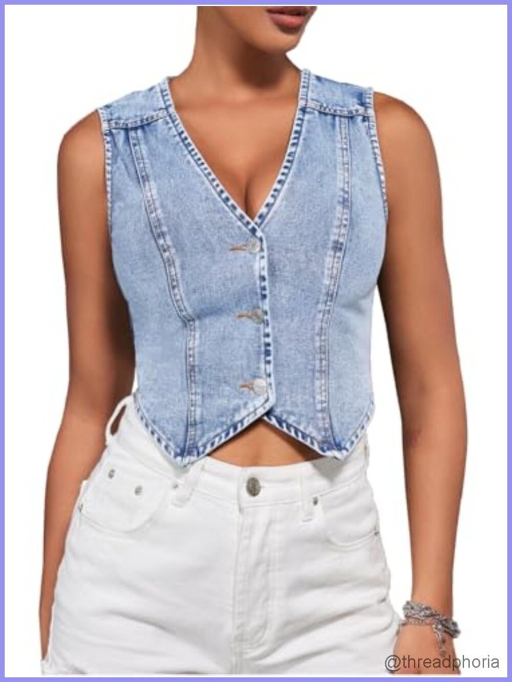 Womens Sleeveless Denim Vest Y2K Asymmetrical Button Front Country Western Top